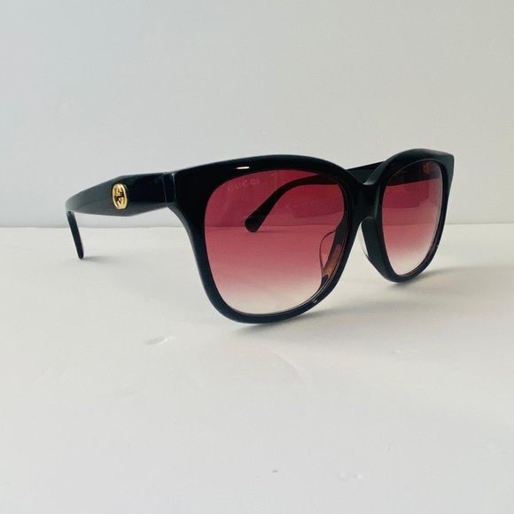 New Authentic GUCCI GG0800SA 002 black frame with red gradient lenses sunglass - Picture 1 of 12